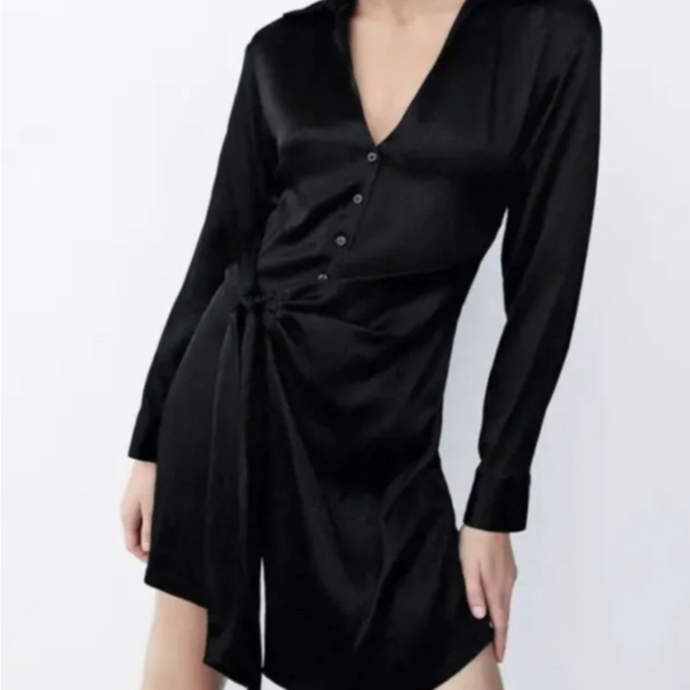 Elegant Zara Black Button-Down Dress